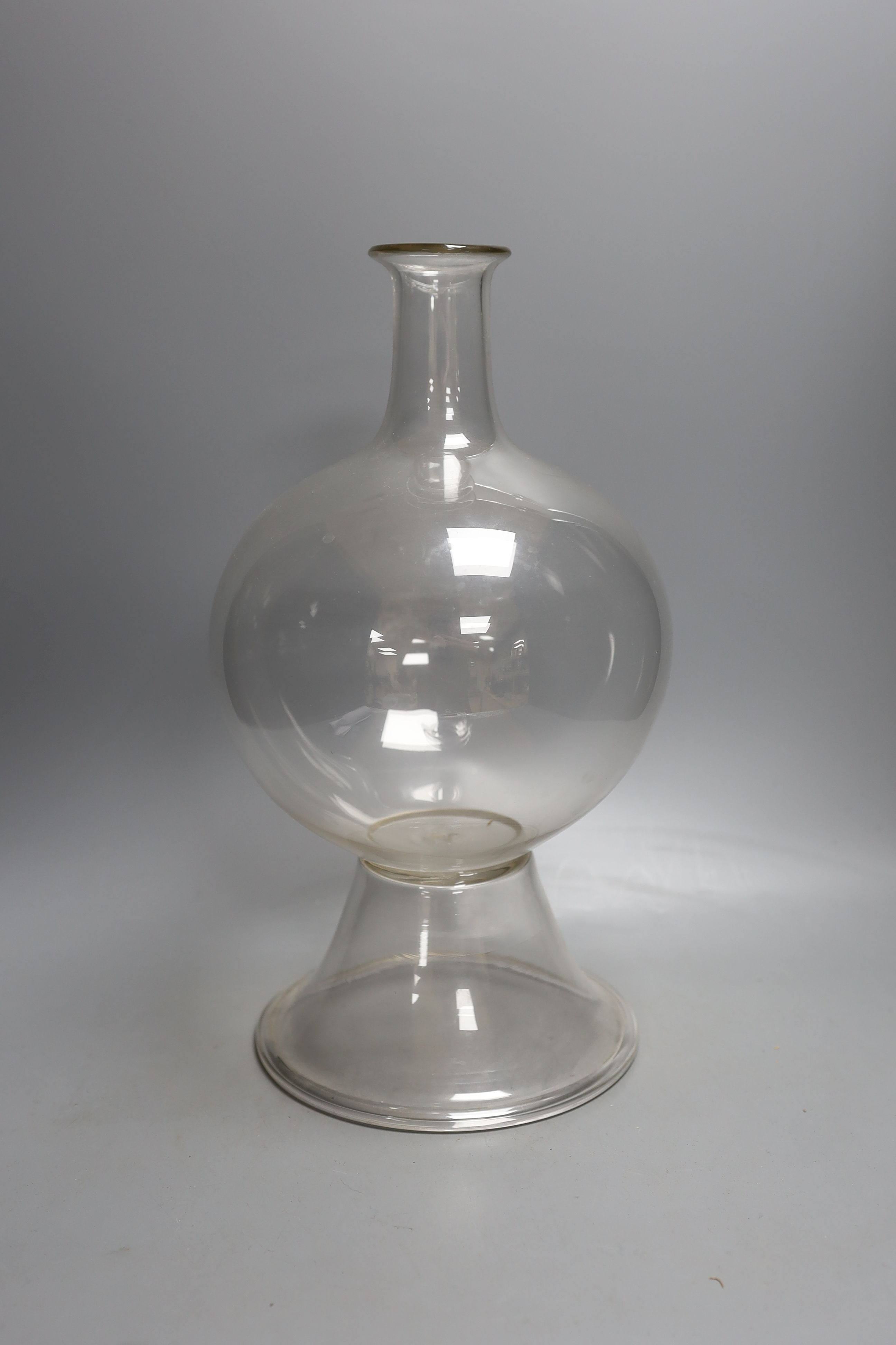 A glass lace-maker's lamp 36cm